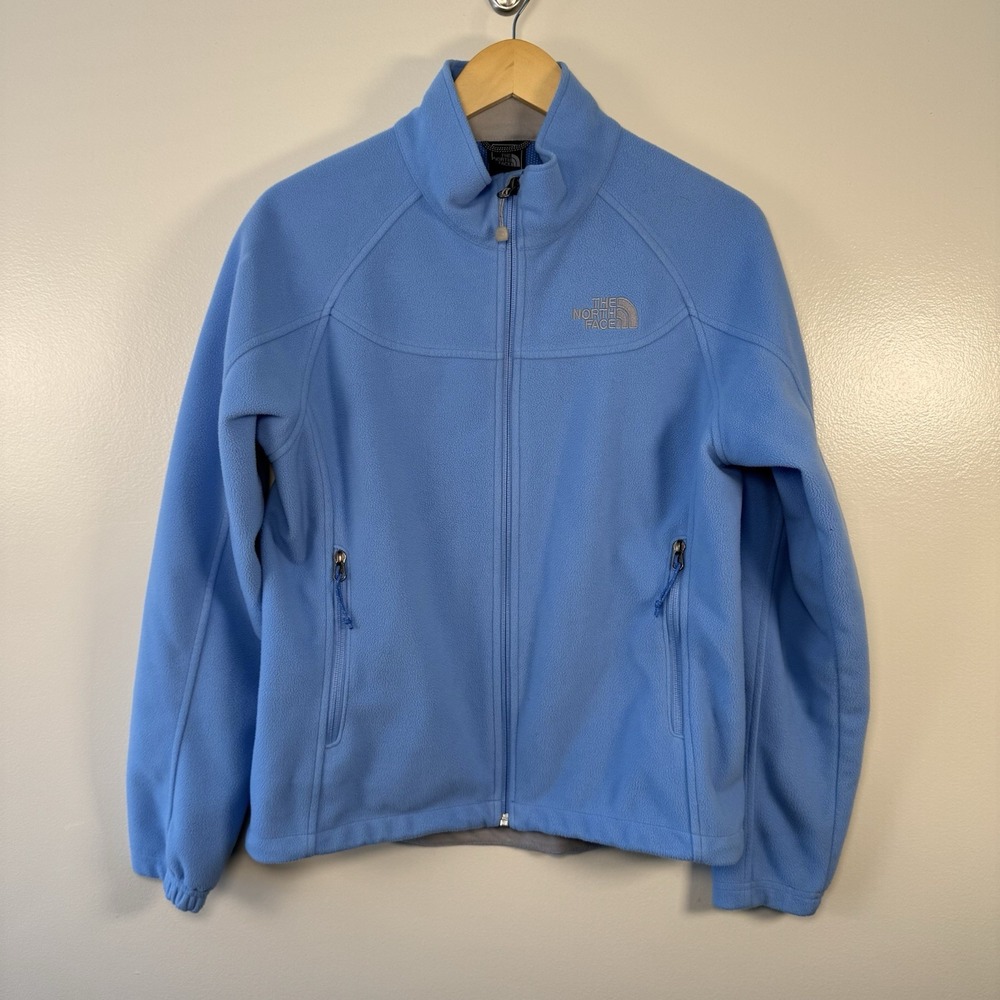 The North Face‎ Windwall Fleece Jacket Women's Large Light Blue Full Zip Pockets